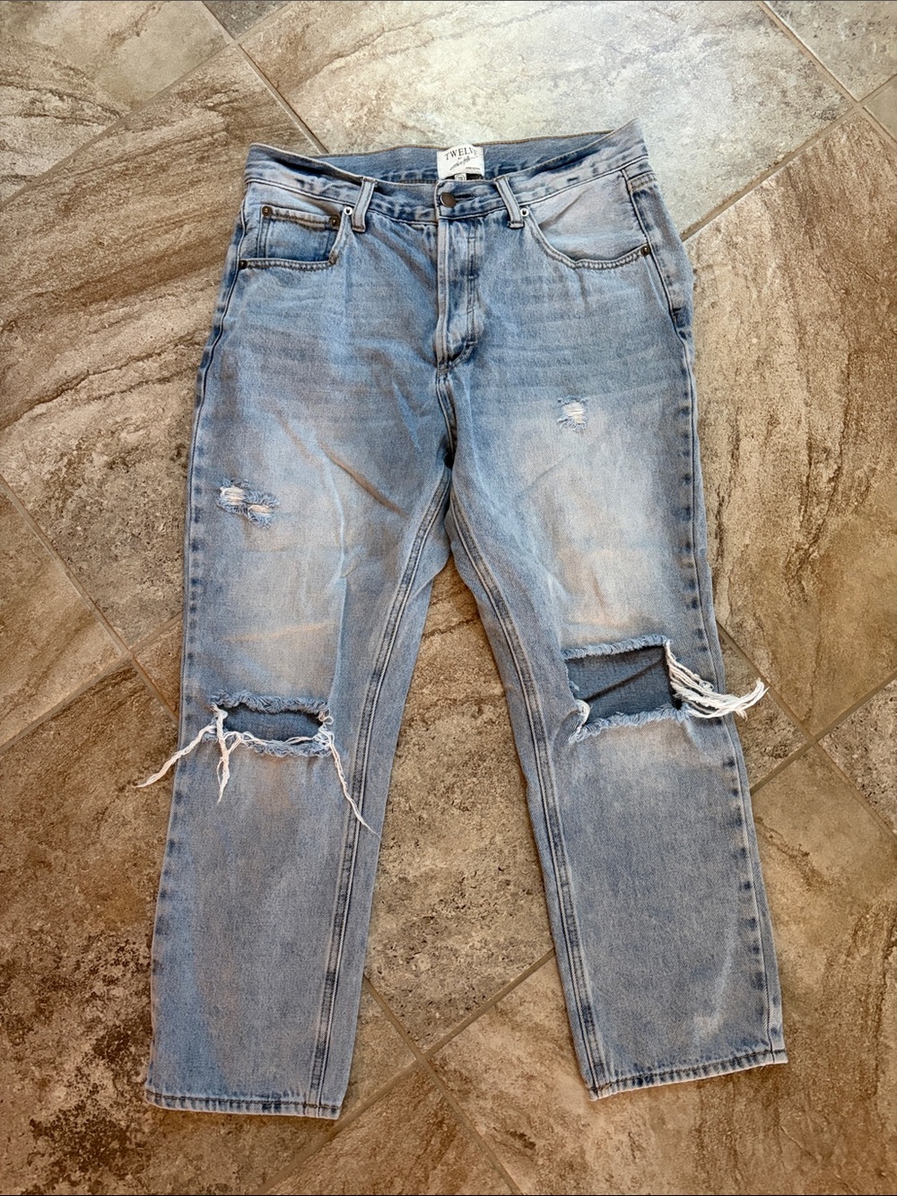 Twelve by onTwelfth Baggy Blue Distressed Ankle Jeans 29